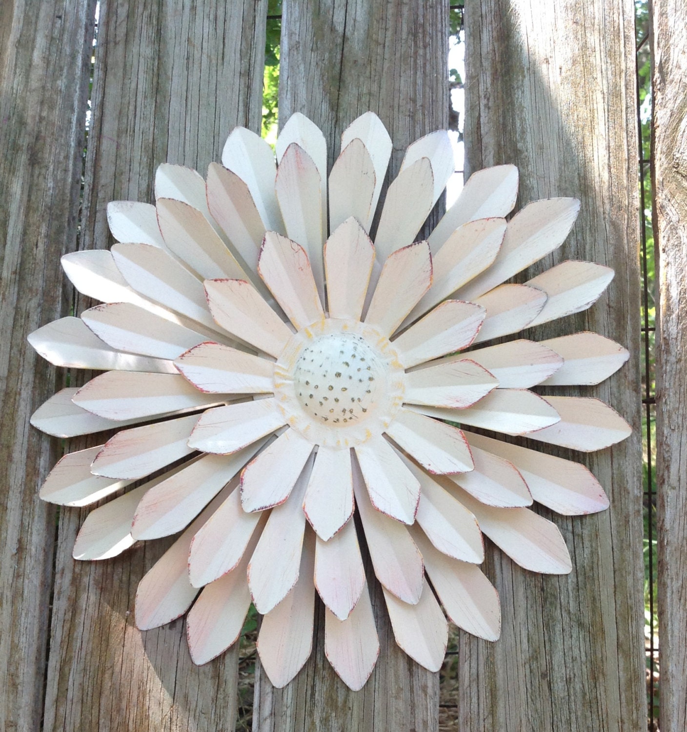 Shabby Chic White Metal Flower Fence and Wall Metal Art