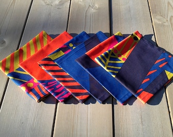 Cloth napkins made from Marimekko fabric, modern Scandinavian table decor, picnic dining fabric napkin set