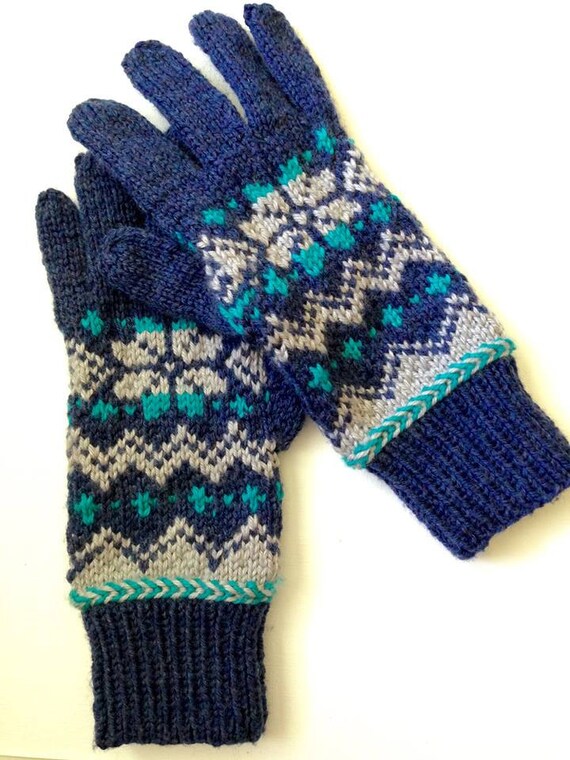 Blue North Fair Isle Gloves PDF Pattern