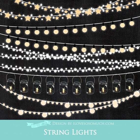 String Lights Clip Art - Instant Download - CA022 by Mia Graphic Desin Catch My Party