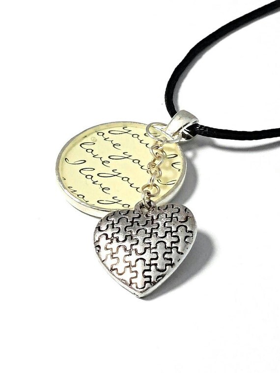 Autism necklace, autism awareness jewelry, puzzle piece necklace