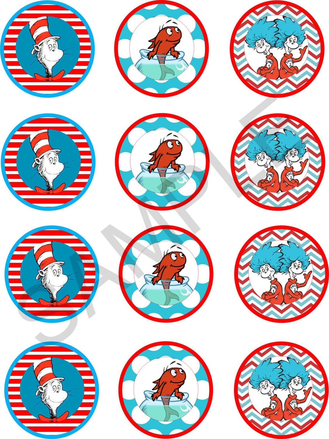 Dr Seuss Cupcake Toppers Printable