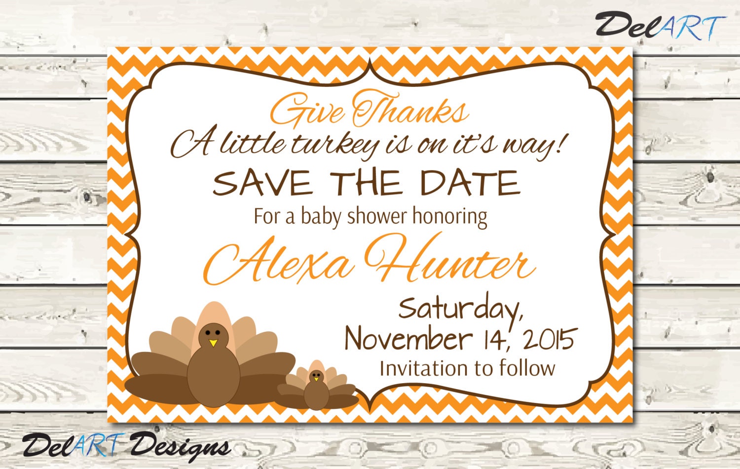 Thanksgiving Baby Shower Invite or Save the date by ...