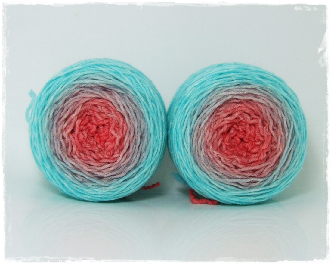 Coral Reef Sock Gradient yarn Merino hand dyed 2 x 50g by Wollelfe