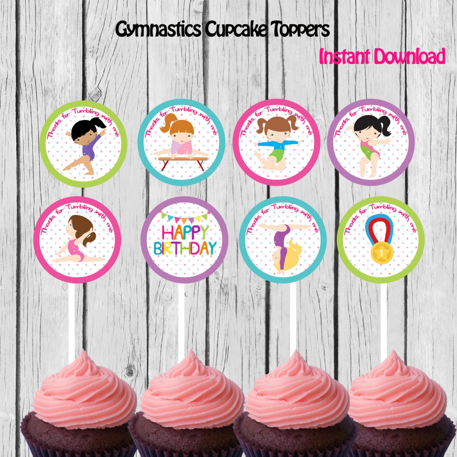gymnastic-cupcake-toppers-gymnastic-stickers-gymnastic-party