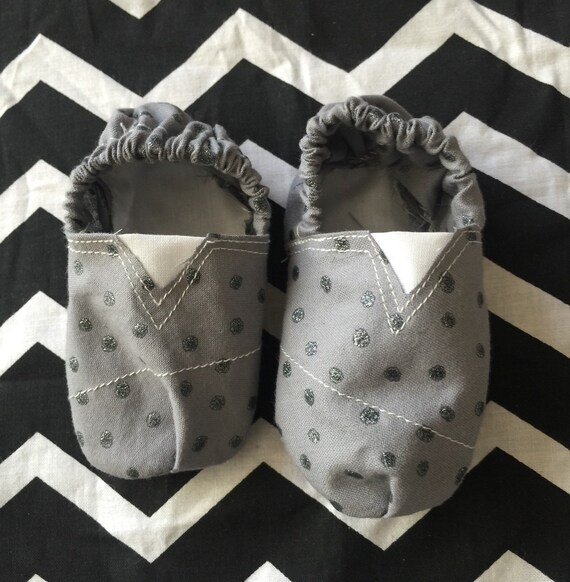 Grey glitter toms inspired baby shoes booties crib by BabyBrays