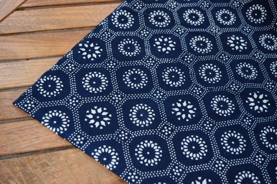 Nankeen Indigo Fabric by the Yard Hand Stenciled on 100%