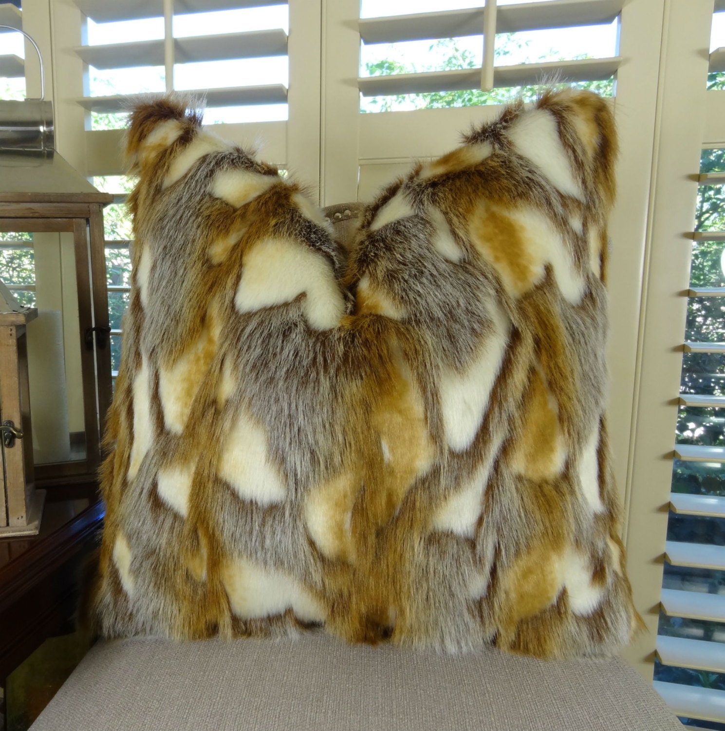 Light Brown Faux Fur Throw Pillow Cover Brandy Fox Fur