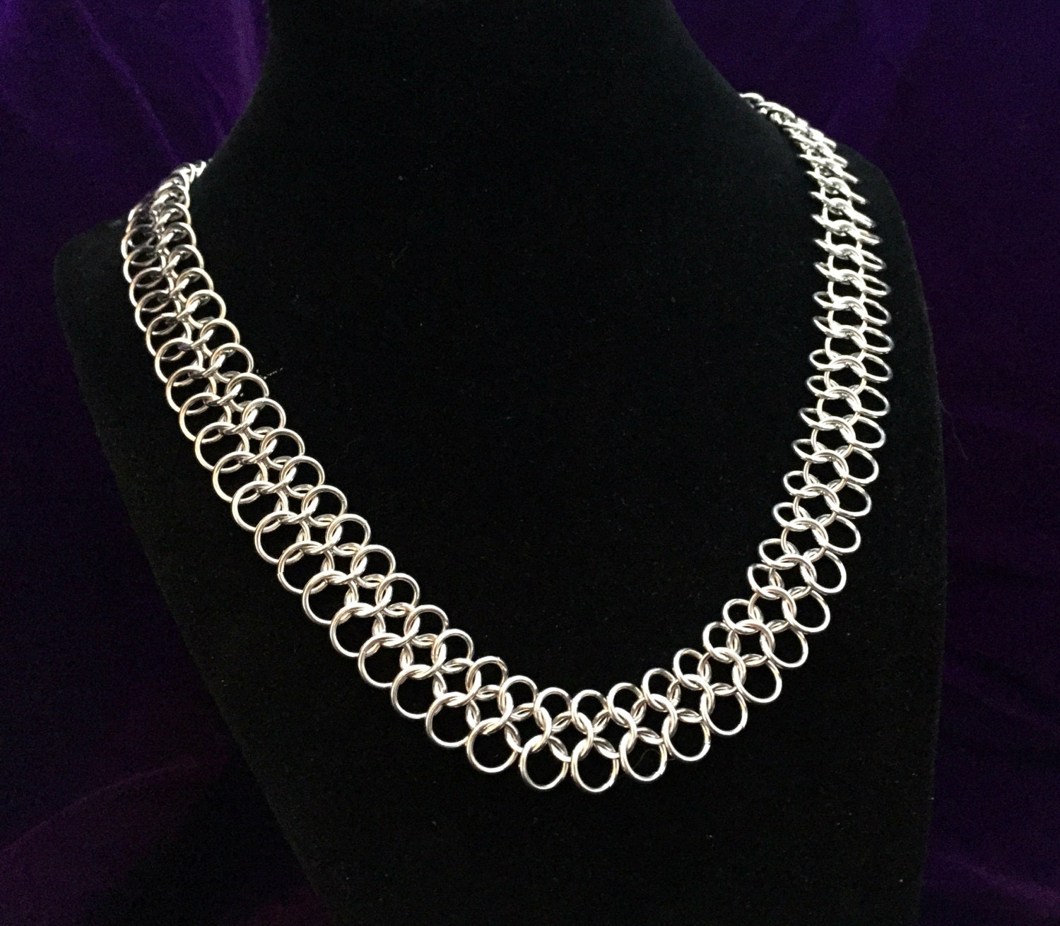 Silver Mesh Chainmaille Necklace Aluminum Tapered European