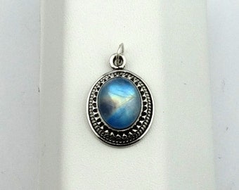 Gorgeous Blue Labradorite in a Simple Sterling Silver Pendant
