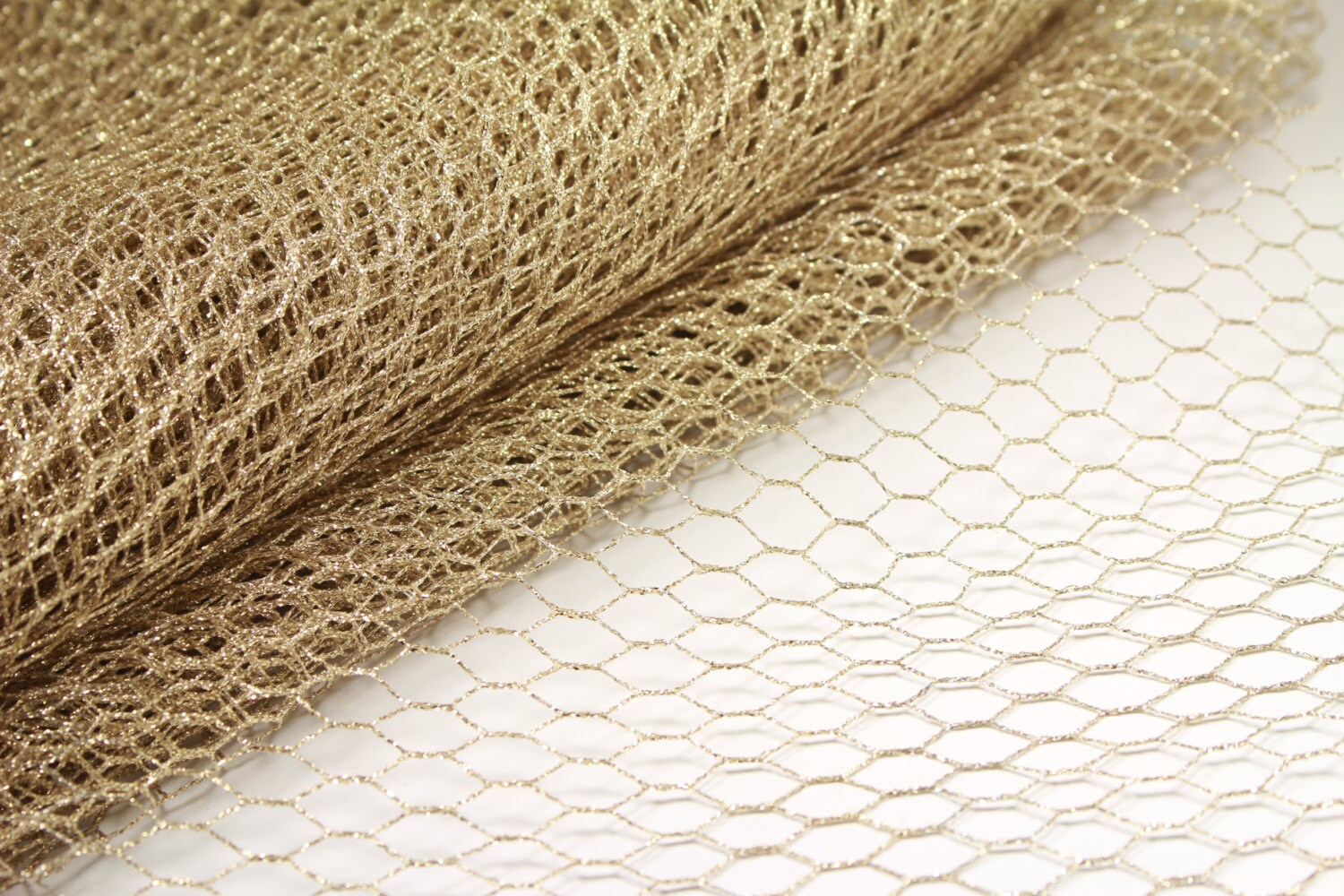 1 yard 56W Gold Metallic Mesh Hard Net Fabric Gold