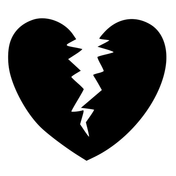 Broken Heart Die-Cut Decal Car Window Wall Bumper Phone Laptop