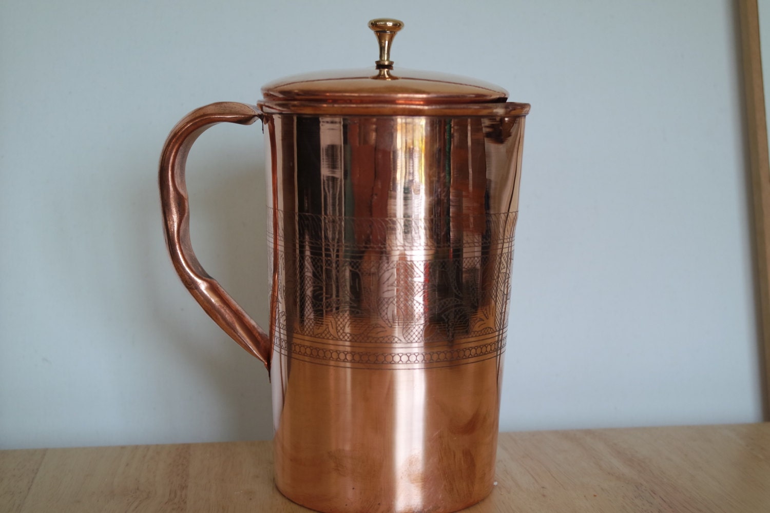 Large Copper Pitcher Water Pitcher With Lid By Yourgreateststory 0107