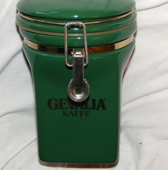 Vintage Gevalia Large Seal Fresh Lid Coffee Canister Green