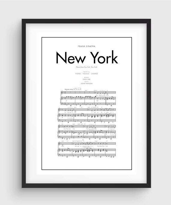 Frank Sinatra New York New York Song Music Notes Poster Black