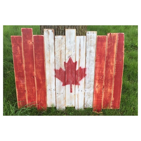 Rustic Canada Flag Vertical Boards Wooden Sign Canada