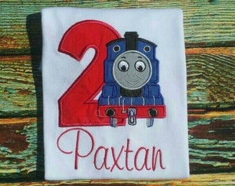 Thomas the Train Birthday Shirt Personalized any birthday Onesie with Optional shorts Outfit