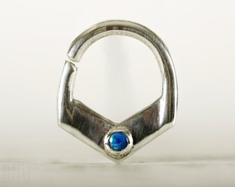 Septum Ring Nose Ring Septum Jewelry Body Opal Stone Piercing Sterling Silver Indian Style 14g 16g - SE029R SS OP27
