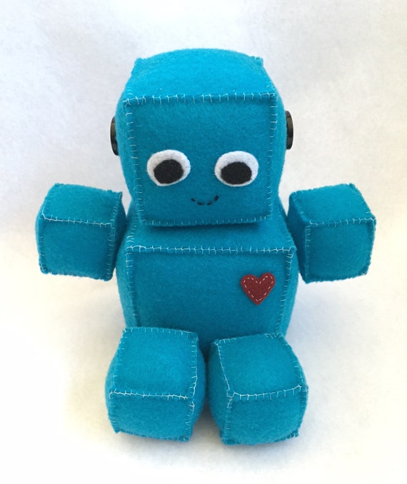 blue robot plush stuffed robot robot toy robot by sepiastitch