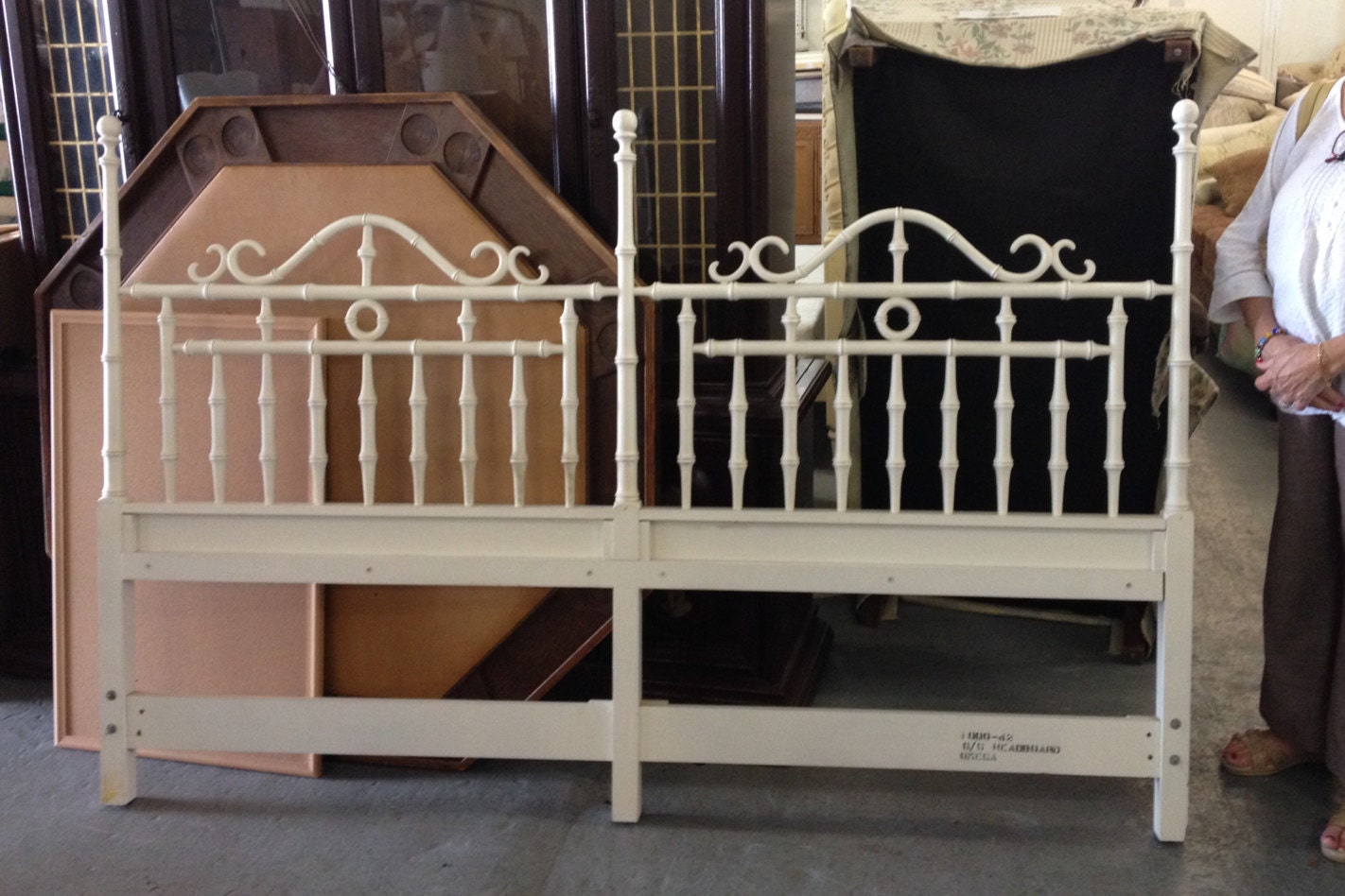 Vintage faux bamboo headboard king size head board White