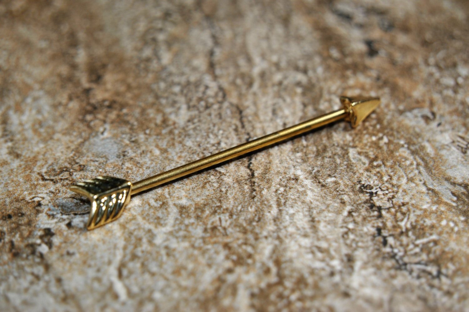 Arrow Industrial Bar Barbell Gold 316L by BodyJewelryEnvy on Etsy