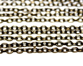 10 meters ( 33 Feet ) 2x3.2 mm Antique Bronze Chain, Wire Thickness : 0.6 mm