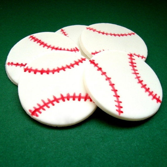 Baseball Fondant Edible Cupcake Cookie toppers Sport Theme