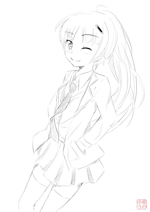 Rough Lineart Sketch Anime Commissions Kawaii manga by 