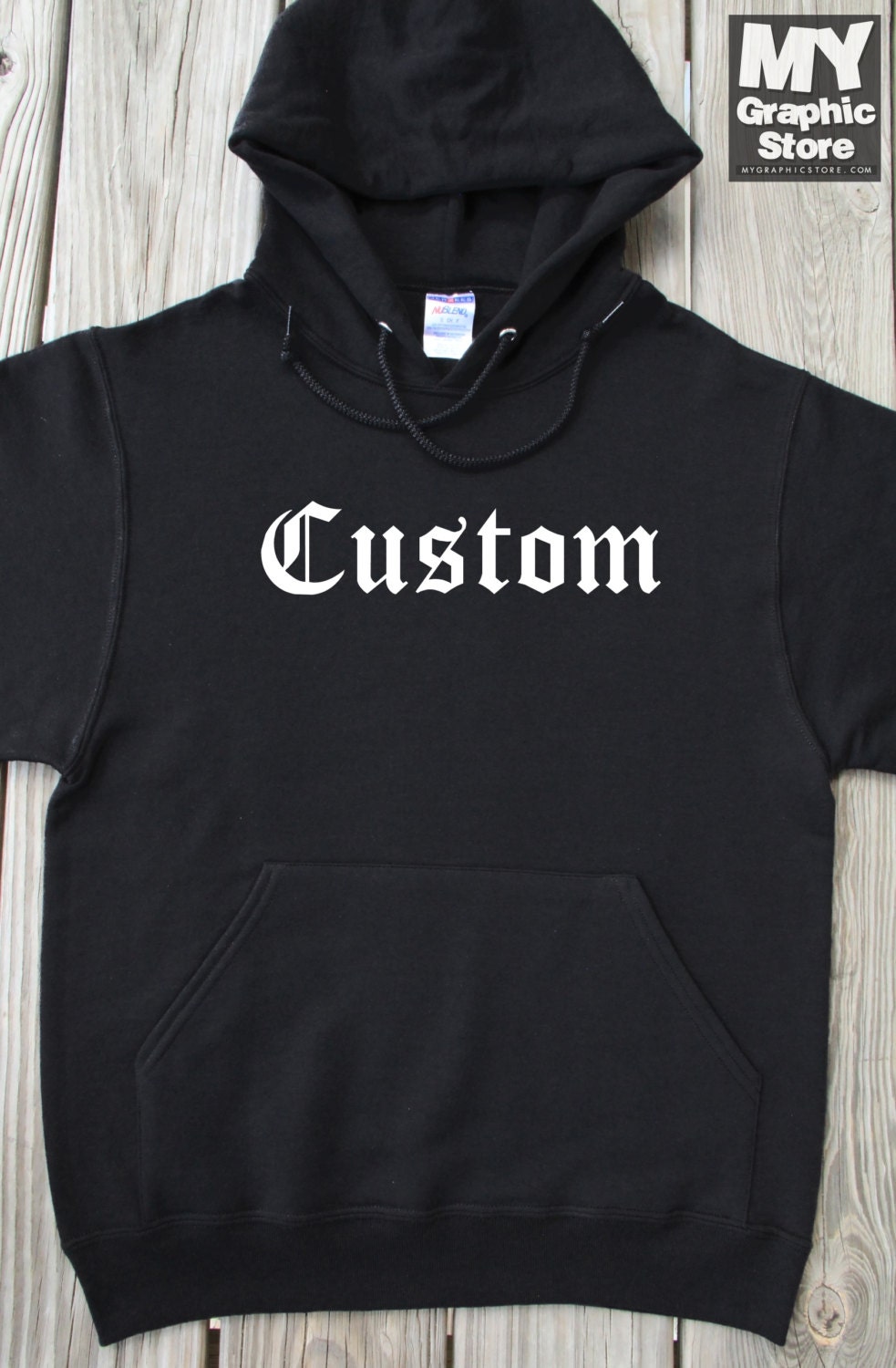 Custom Hoodie Old English Style Font Personalized Your Text