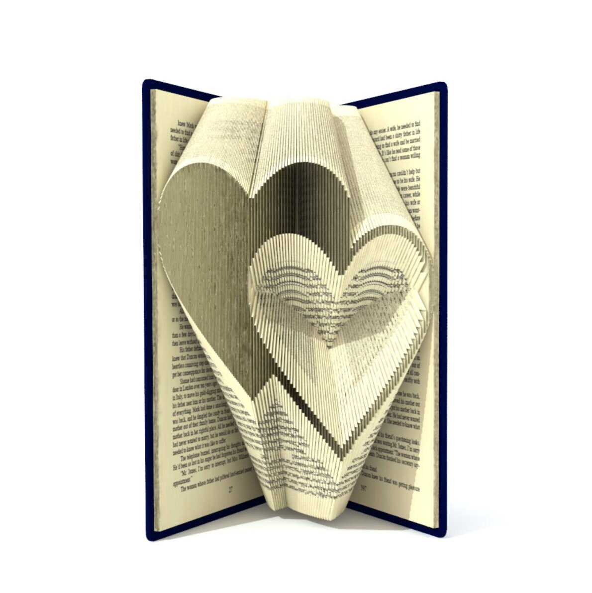 book folding pattern two hearts 2 different sizes included