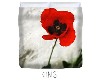 Poppy duvet, poppy bedding, poppy decor, red bedroom decor, floral duvet, flower duvet, poppies decor, red flower, poppy bed, nature decor