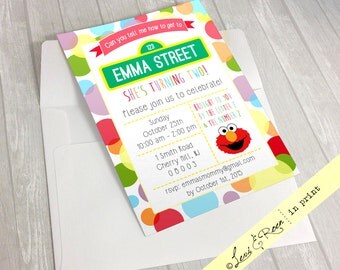 Sesame Street Elmo Birthday Invitation Boy & Girl Version - Any Age - Customized Personalized Digital Print -Custom Printable Invitation 5x7