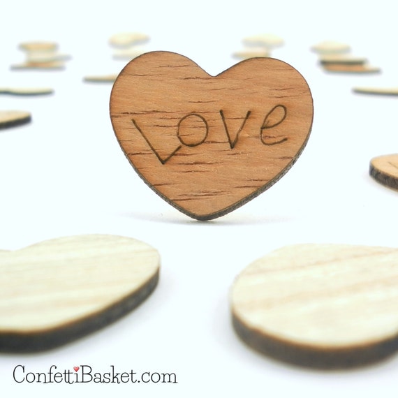 100 Love Wood Hearts 1 Rustic Wedding Decor Table Confetti Wooden Hearts Wedding