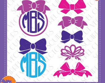 Ribbon Bow Monogram Frame - 5 Ribbons Set SVG DXF EPS Cutting files
