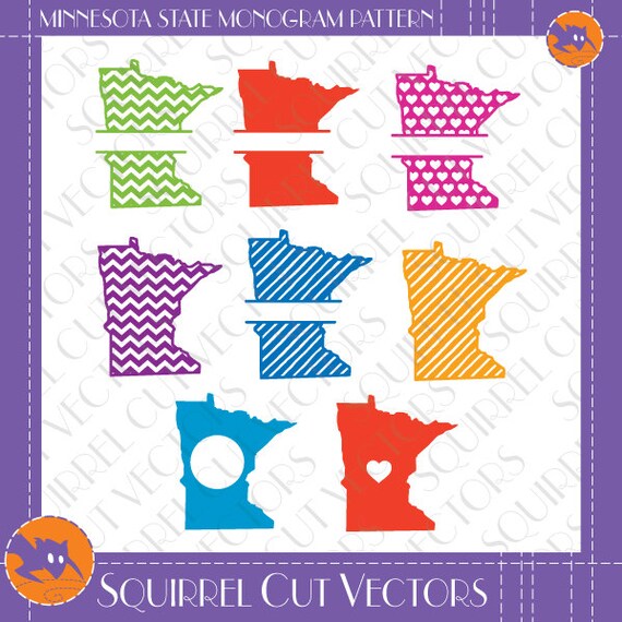8 Minnesota State Shapes Patterns and Monogram Splits SVG DXF