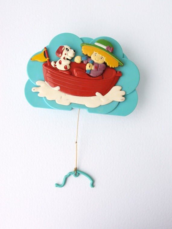Vintage musical baby mobile Wind up animated Japan music box