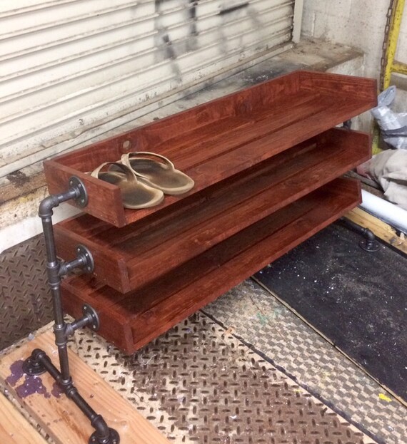 Reclaimed Wood Shoe Rack Pipe & Flange by WestwindMakers on Etsy