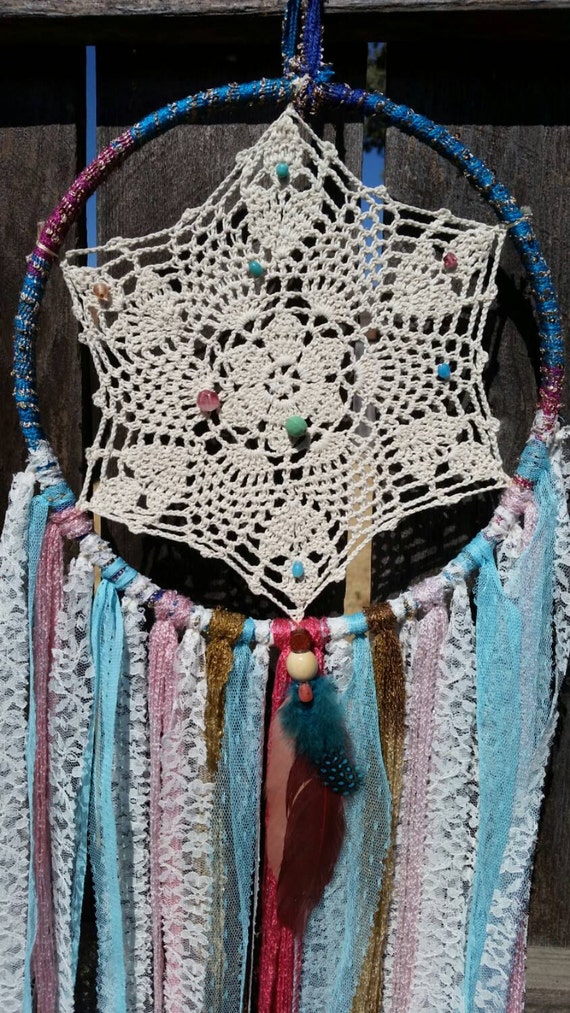 Gypsy Boho Lace Doily Dreamcatcher Crochet Doily Hippie