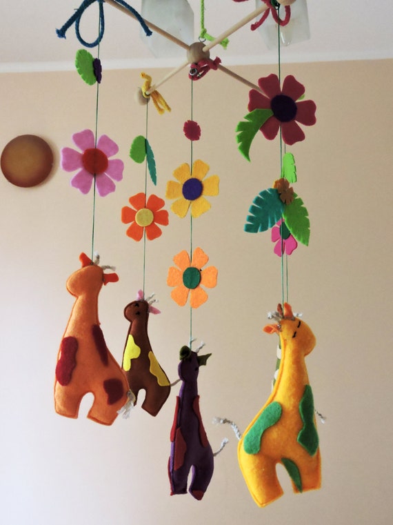 Giraffe Baby Mobile-baby Mobile Unique Baby Nursery By Daisypinko