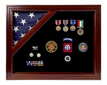 Colonial Military Shadow Box - For Smaller Flag- Solid Mahogany