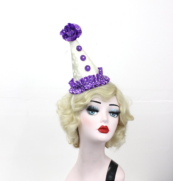 Items similar to Purple Clown Hat, Circus Costume, Adult, Kids, Ivory