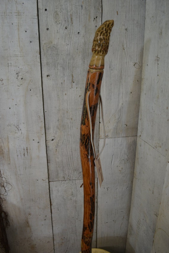 Walking Stick Morel Mushroom Carving Functional Art Hand