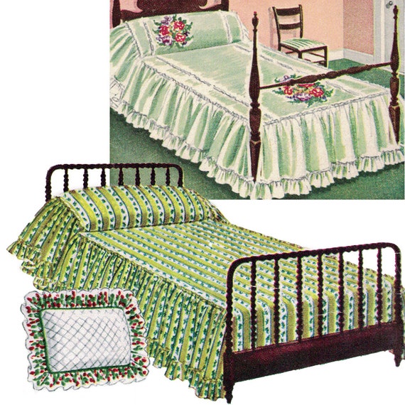 Pattern for 5 Types of Ruffled Bedspreads Vintage 1940s