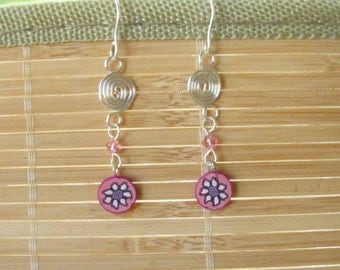 Handmade Sunflower Dangle Earrings Floral Motif Polymer Clay