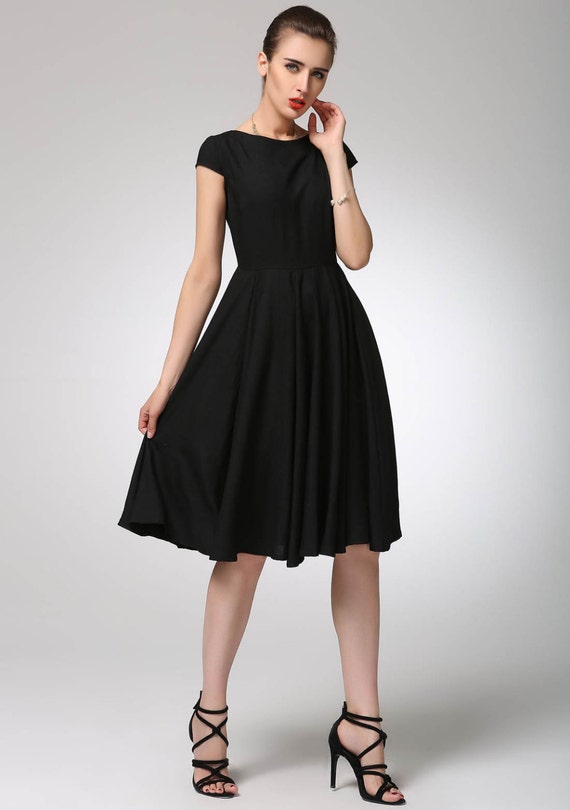 little black dress fit and flared linen dress made of soft