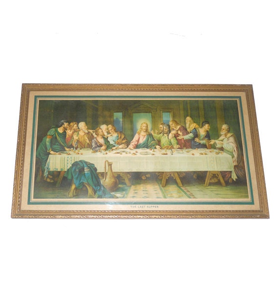 Vintage Last Supper Framed Picture Vintage by NewYorkMarketplace