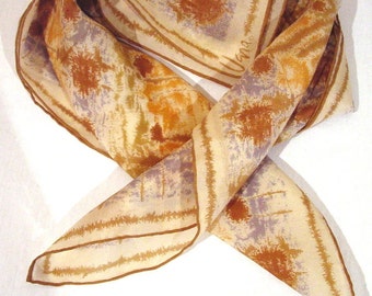 Vintage Vera Neumann Woodstock Era Autumn Forest Tie Dyed Silk Scarf