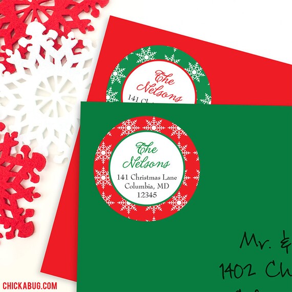 Christmas Address Labels - Snowflake Pattern - Sheet of 24 Il_570xn