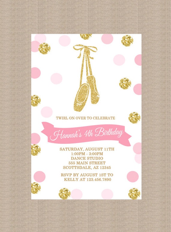 Pink And Gold Ballerina Invitations 3