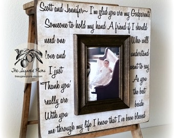 Godmother Gift, Godfather Gift, Godparent Gift, Baptism Gift for Godparents, Baptism Gift, Christening Gift, Godparent Frame 16x16